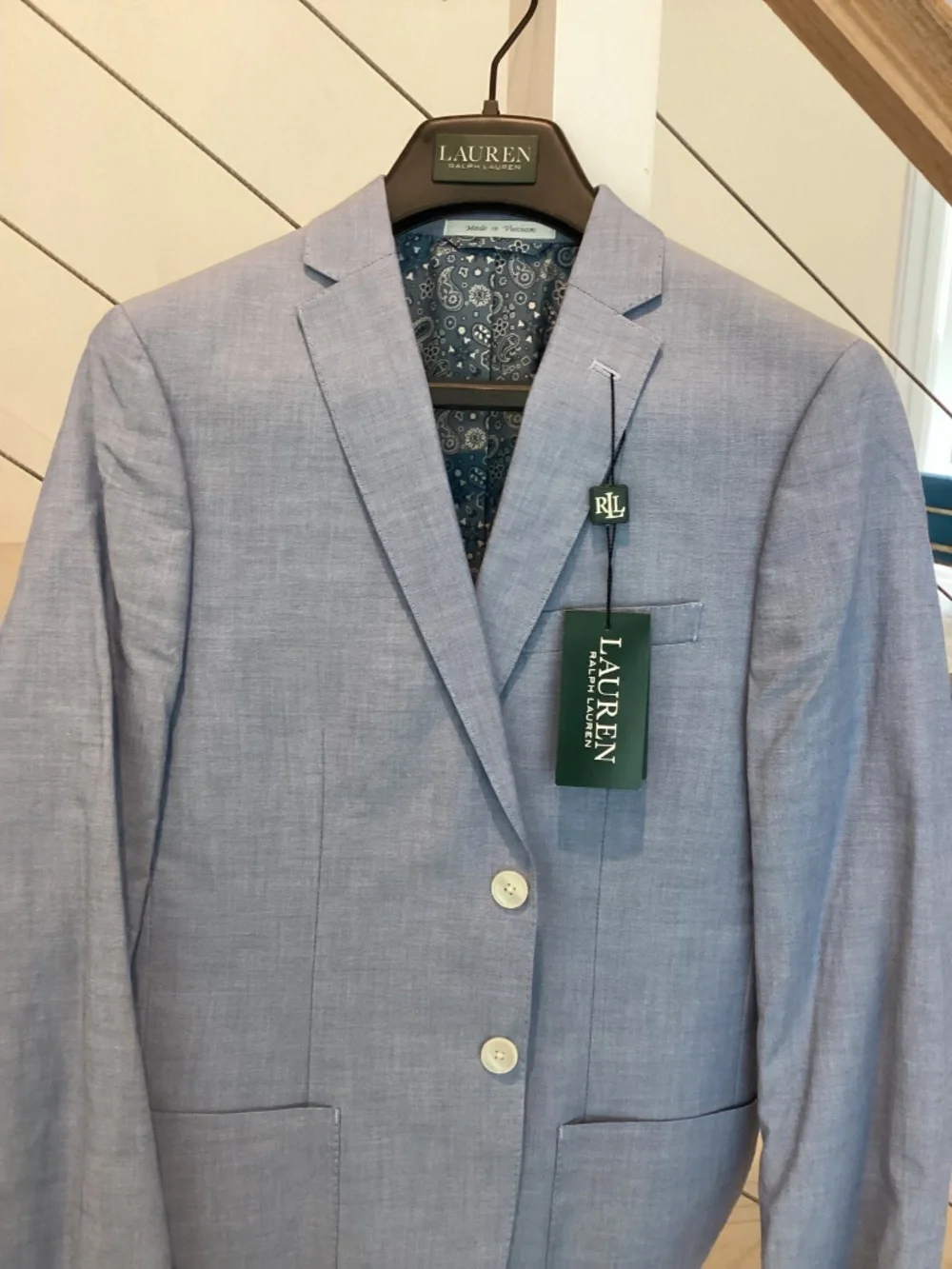 POLO RALPH LAUREN Boys Blazer Light Blue Cotton Single-Breasted NWT